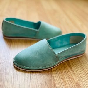 SALE Frye Milly A Line Flat Loafers Slip On - Mint Nubuck Leather - sz. 7